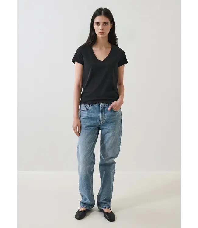 Patrick Assaraf Pima cotton stretch slim vneck tshirt