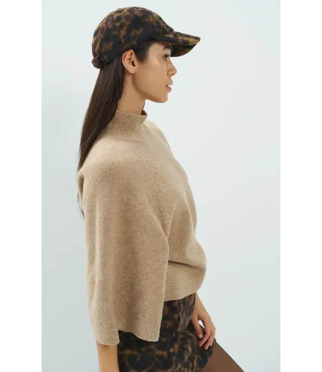 Yaya High neckline wide sleeve sweater