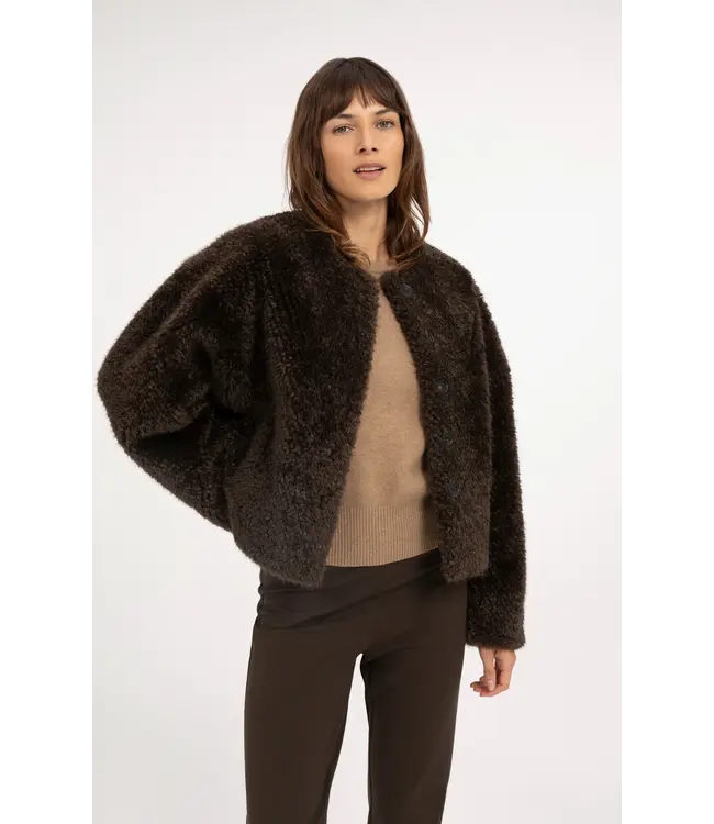 Yaya Oversized faux fur jacket