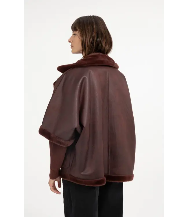 Yaya Oversized reversible faux fur jacket