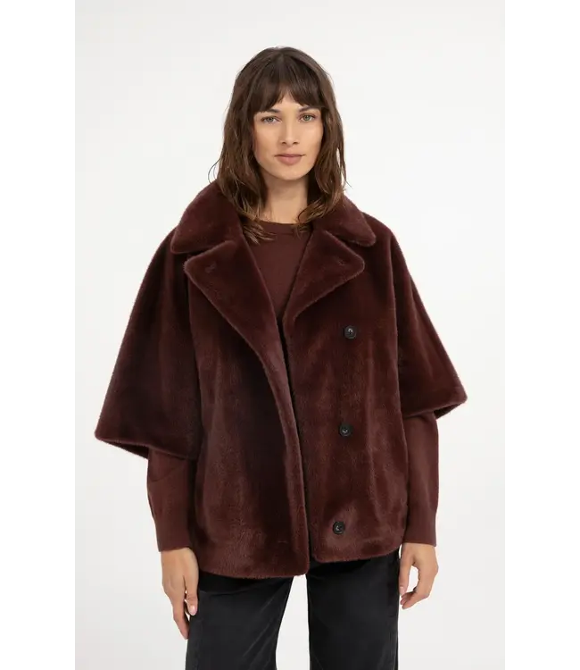 Yaya Oversized reversible faux fur jacket