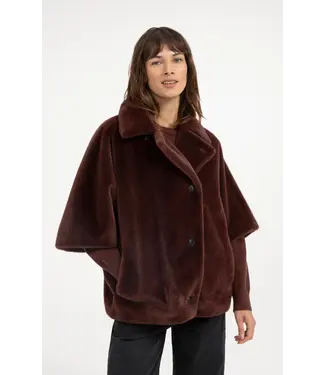 Yaya Oversized reversible faux fur jacket