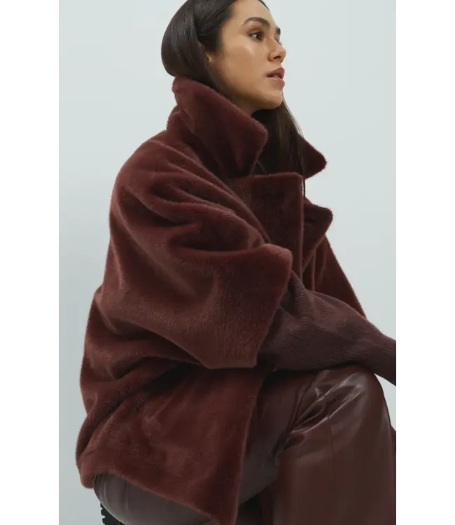 Yaya Oversized reversible faux fur jacket