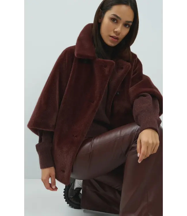 Yaya Oversized reversible faux fur jacket