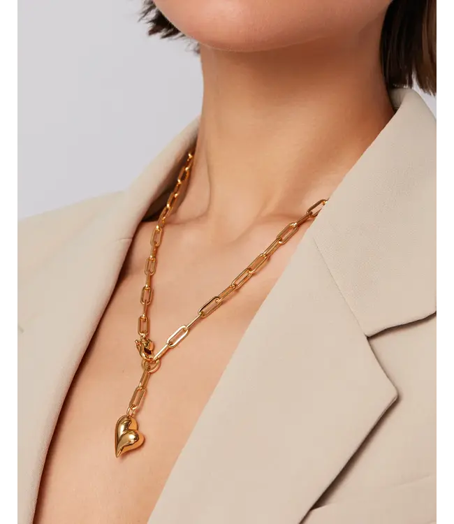 Jenny Bird Puffy heart necklace gold