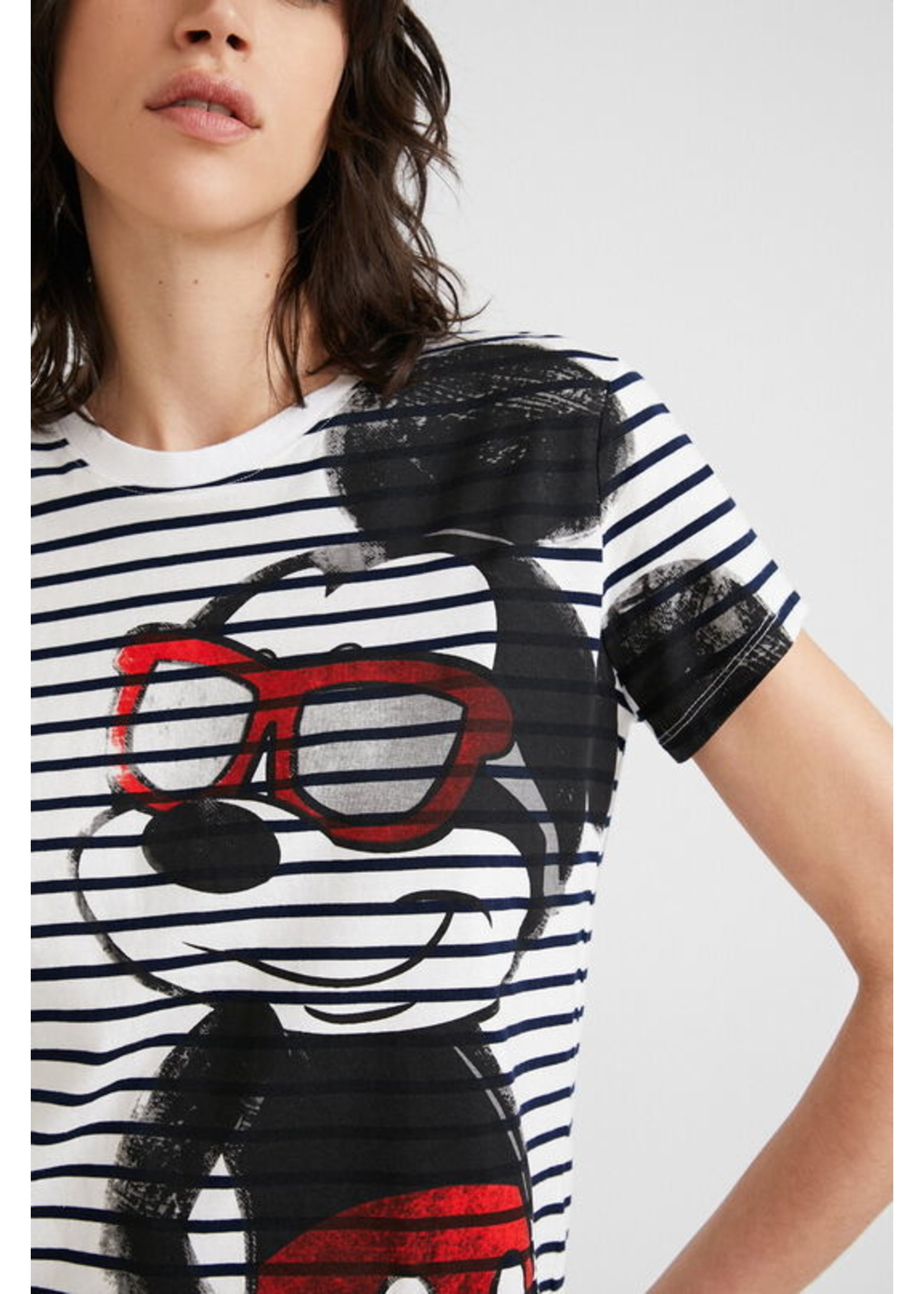 DESIGUAL T-shirt rayures et Mickey Mouse
