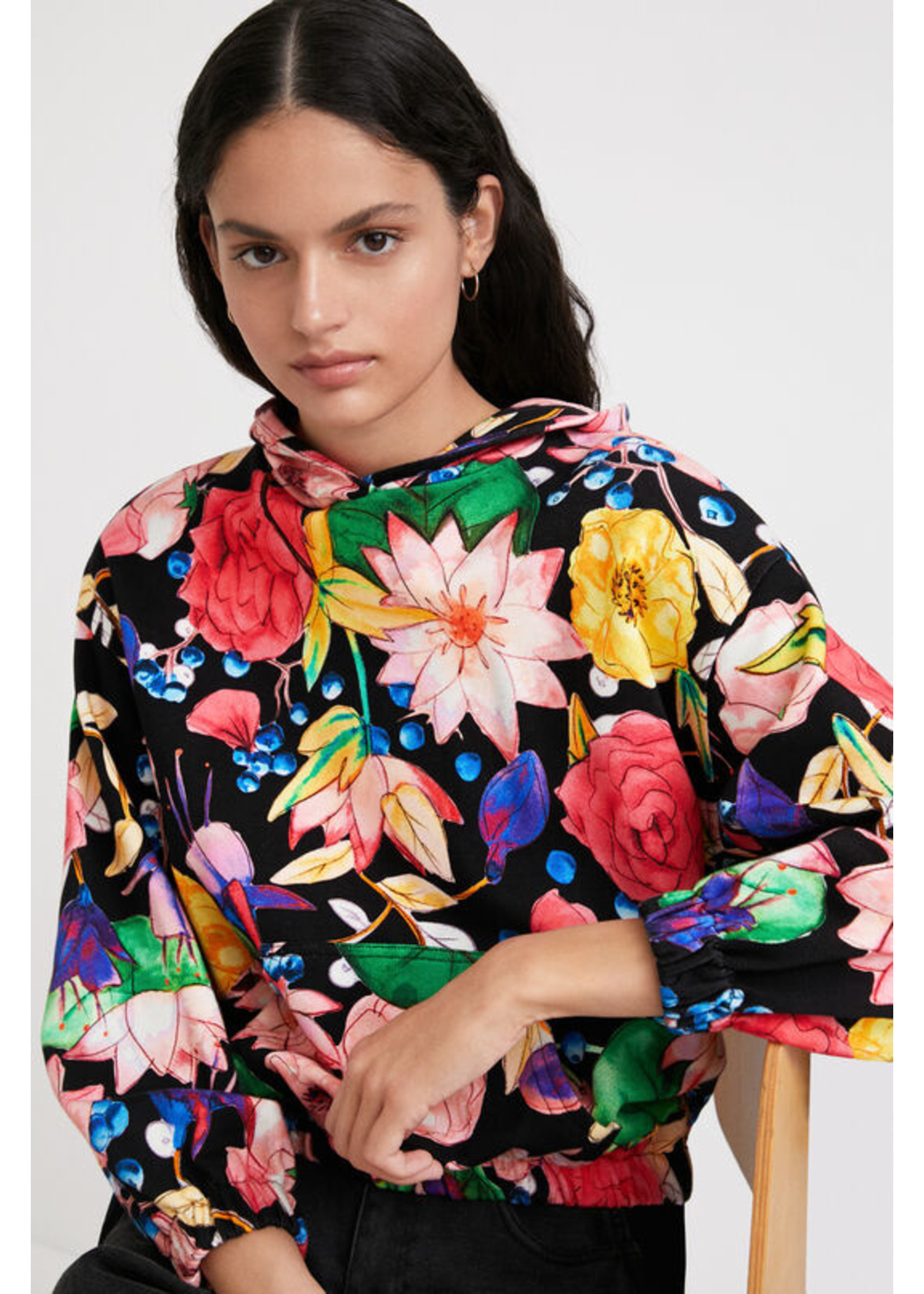 DESIGUAL Sweat-shirt à capuche floral
