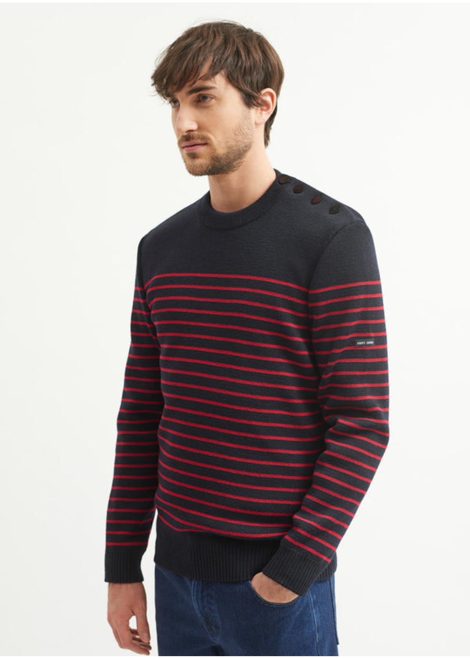 Pull marini re avec boutons sur paule Binic par Saint James Homme