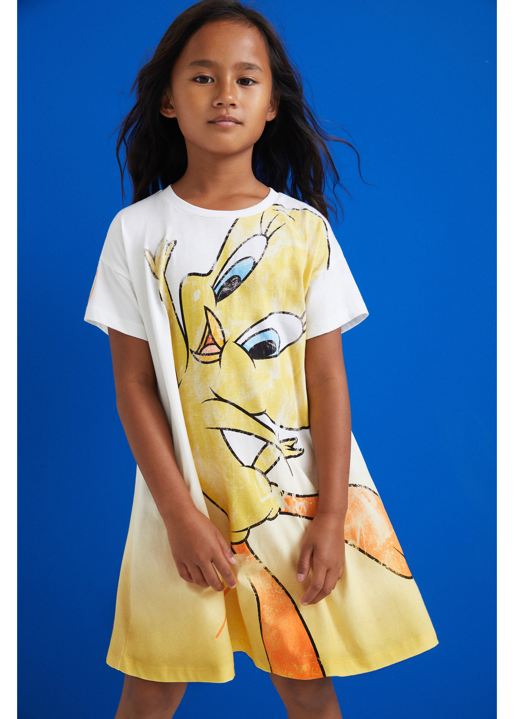 Robe Desigual Pour Fille - Manches Longues, Courte, Avec Applications De Sequins - Coloris Uni