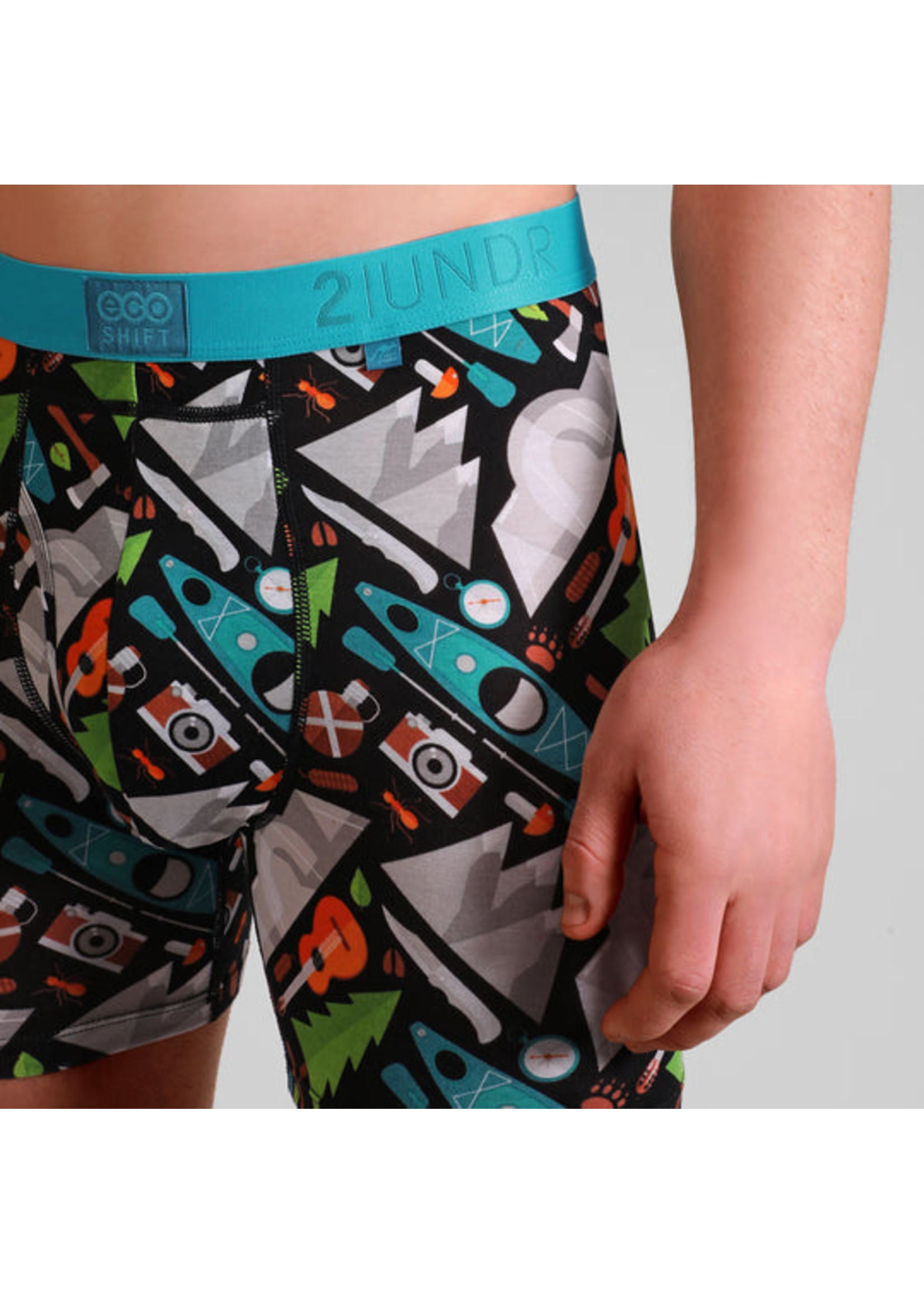 2|UNDR Boxer 6'' Eco Shift en tencel avec motif de camping-Homme