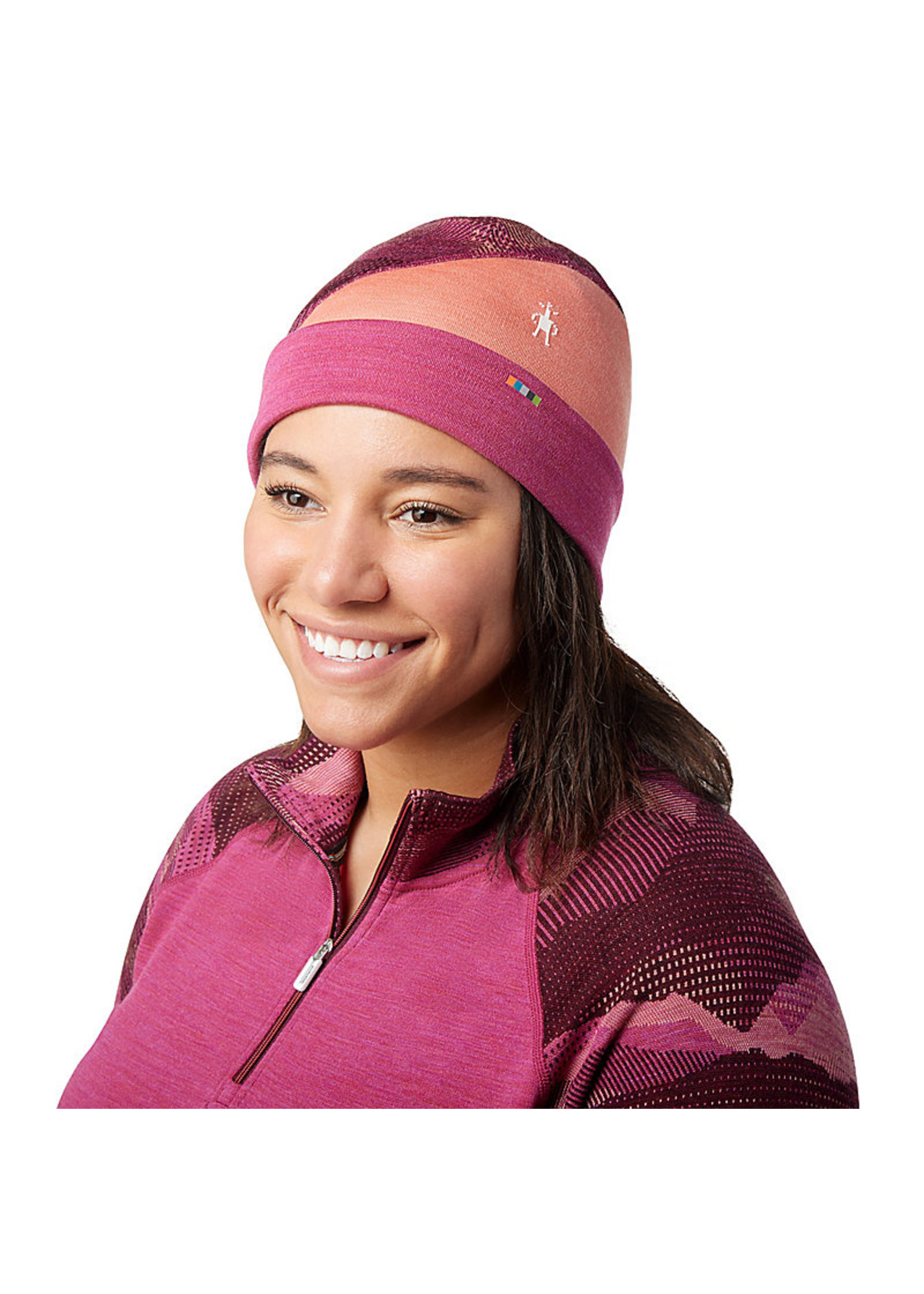 SMARTWOOL Tuque en mérinos en bloc de couleurs Fushia-Femme