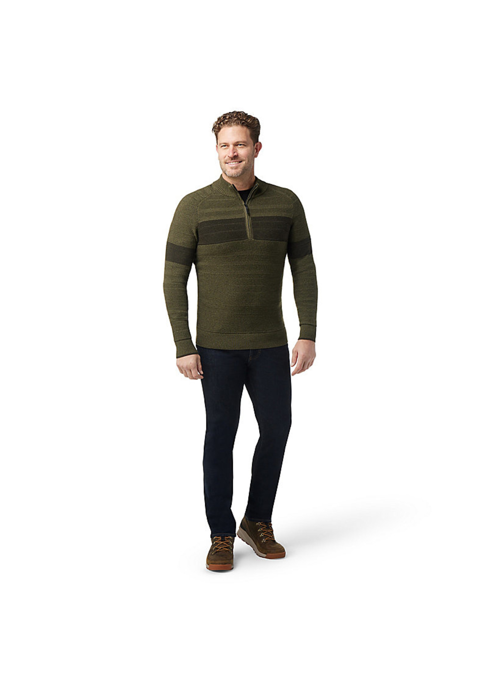 SMARTWOOL Men's Ripple Ridge Stripe Half Zip Sweater