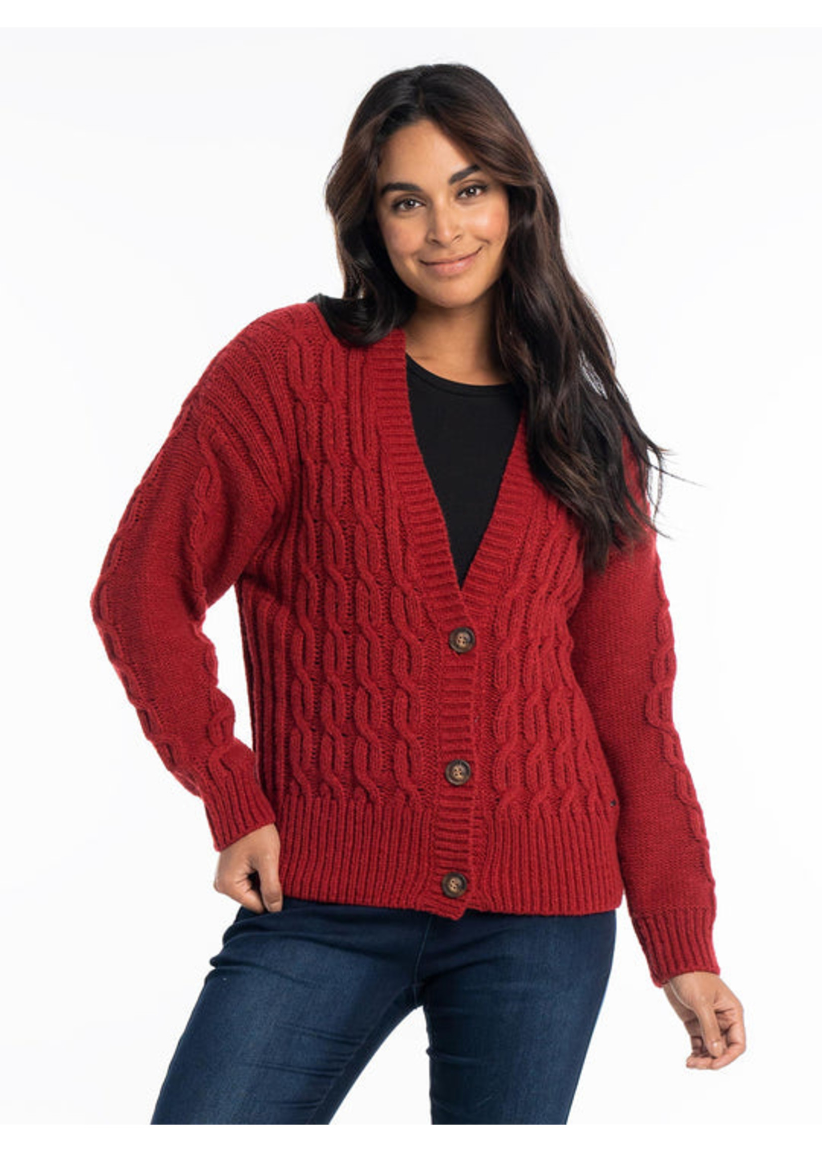 LOIS JEANS & JACKETS Woman's Cardigan Sweater Audrina Deep Red