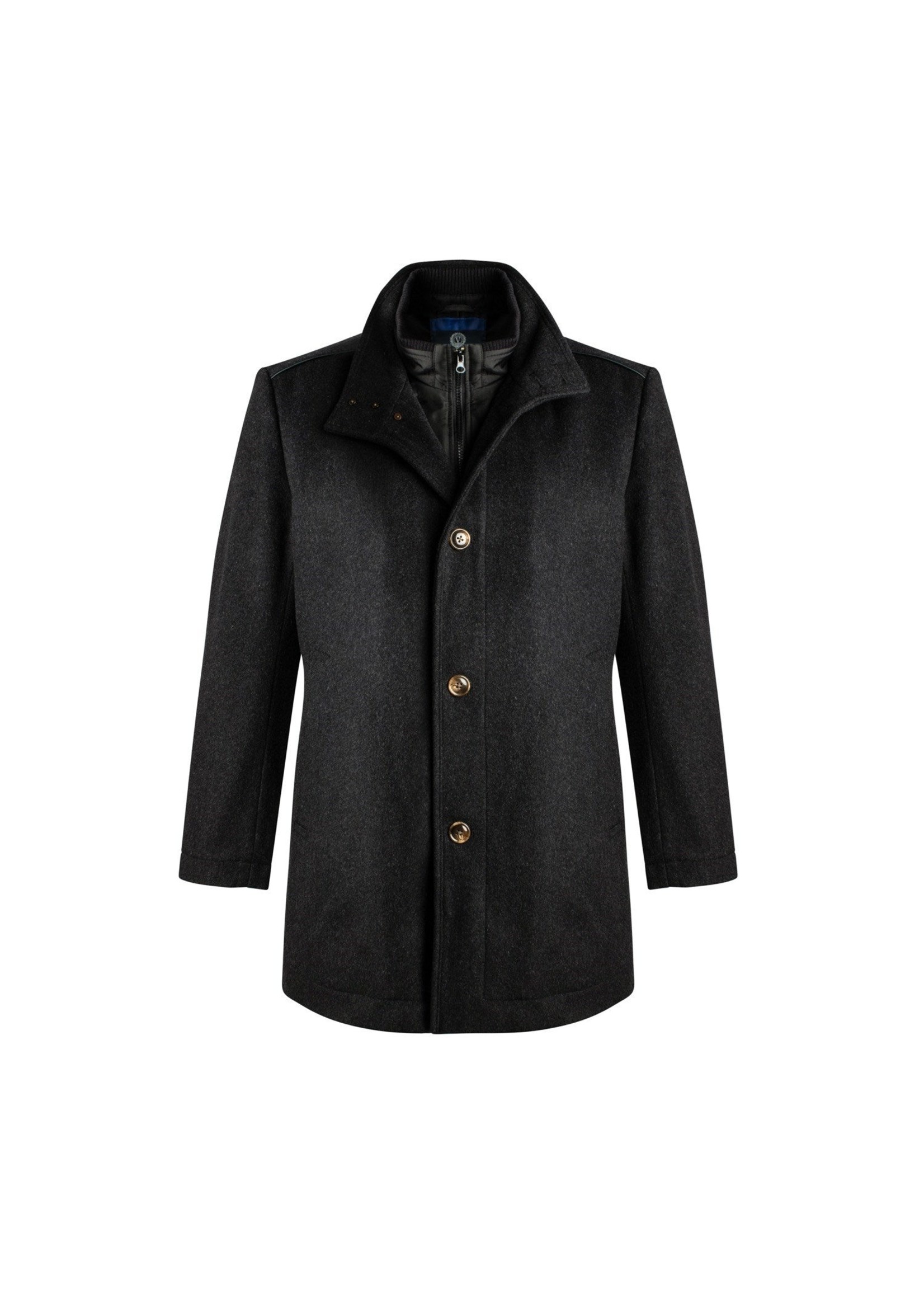 VIYELLA CASHMERE BLEND 6-BUTTON COAT WITH ZIP-OUT WIND BLOCKER