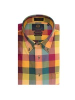 VIYELLA MULTI BRIGHT WINDOWPANE CHECK COTTON AND WOOL BLEND BUTTON-DOWN SHIRT