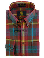 VIYELLA FALL TARTAN COTTON AND WOOL BLEND BUTTON-DOWN SHIRT