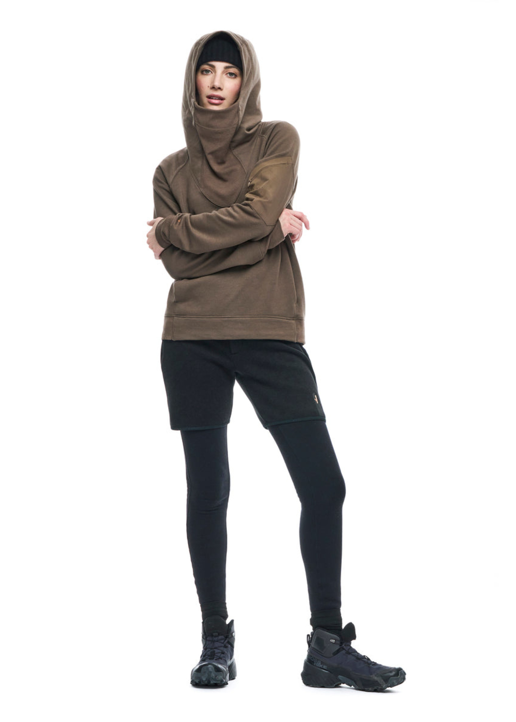 INDYEVA Sweat technique à capuche avec détails en tricot côtelé-BUNDA II