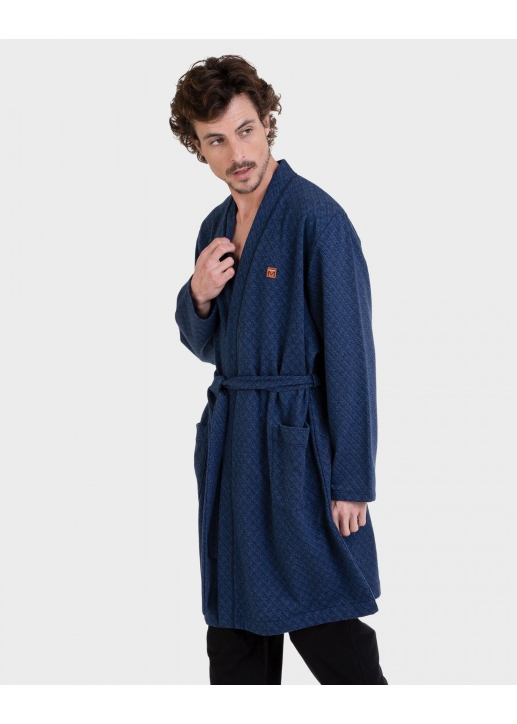 Men's Batik Belted Cotton Robe - Blue Midnight – GlobeIn