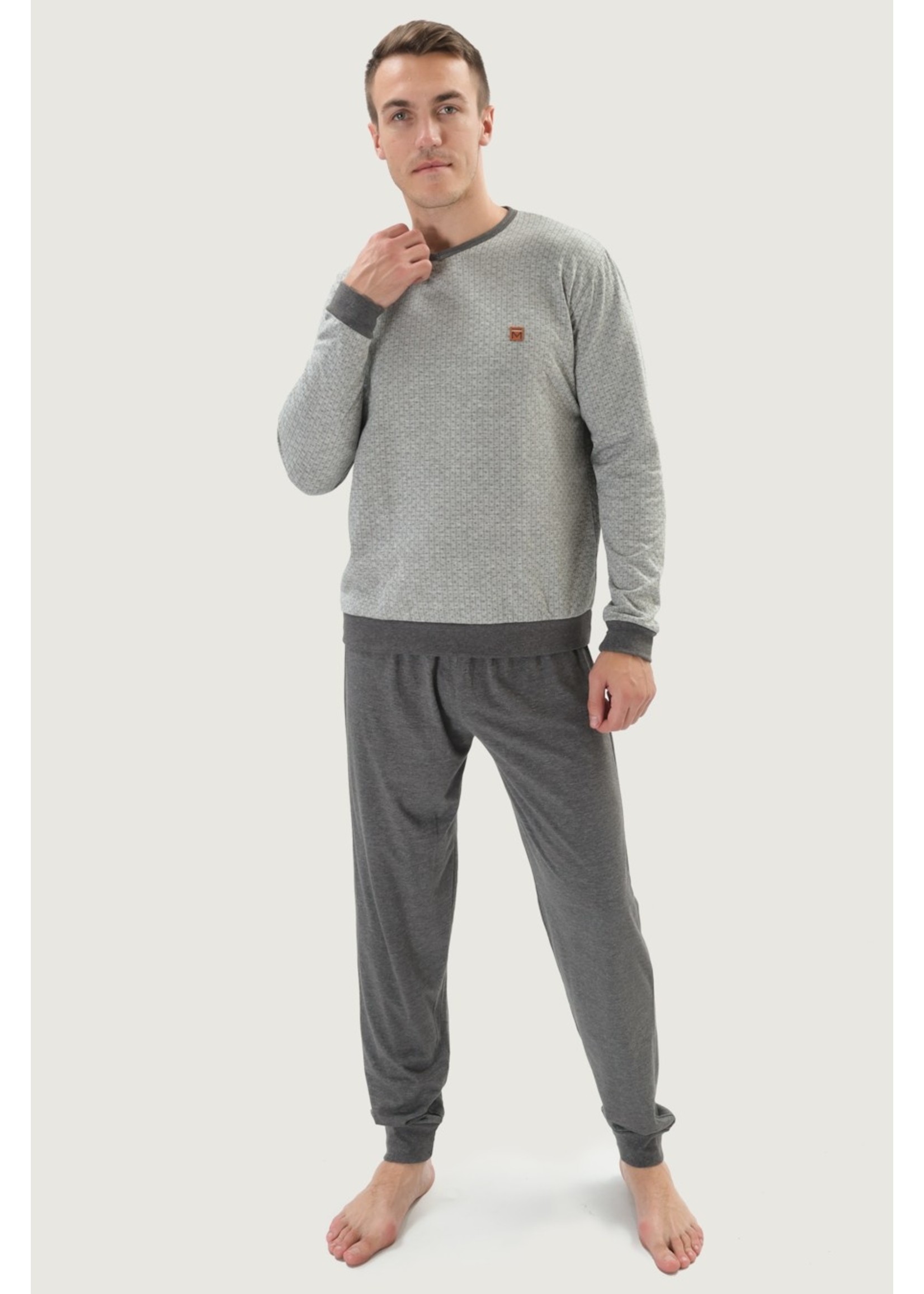 MASSANA Pyjama confort col en V et poignets en tricot-Homme