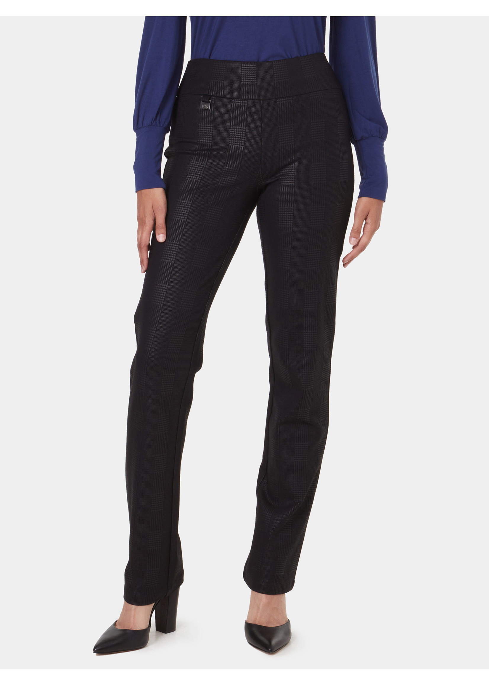 LOIS JEANS & JACKETS Pantalon Liette facile à enfiler avec imprimé Prince de Galles Noir-Femme