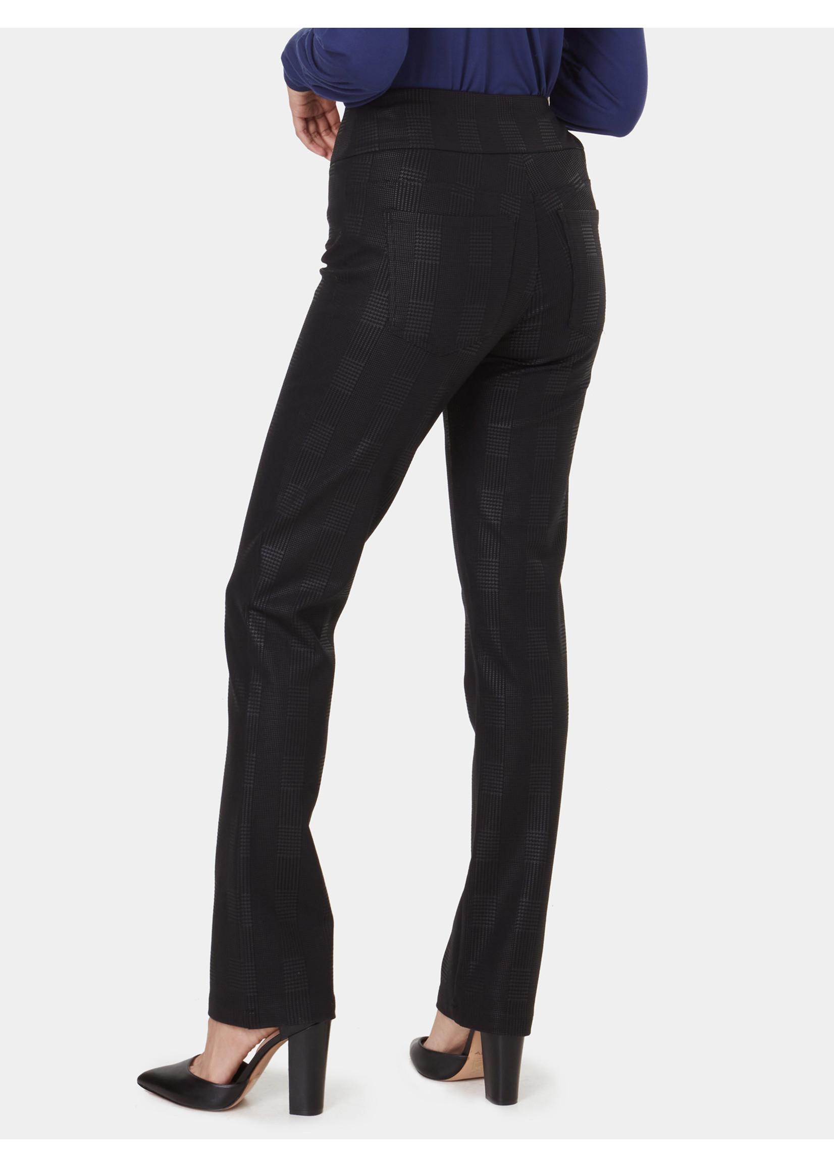 LOIS JEANS & JACKETS Pantalon Liette facile à enfiler avec imprimé Prince de Galles Noir-Femme