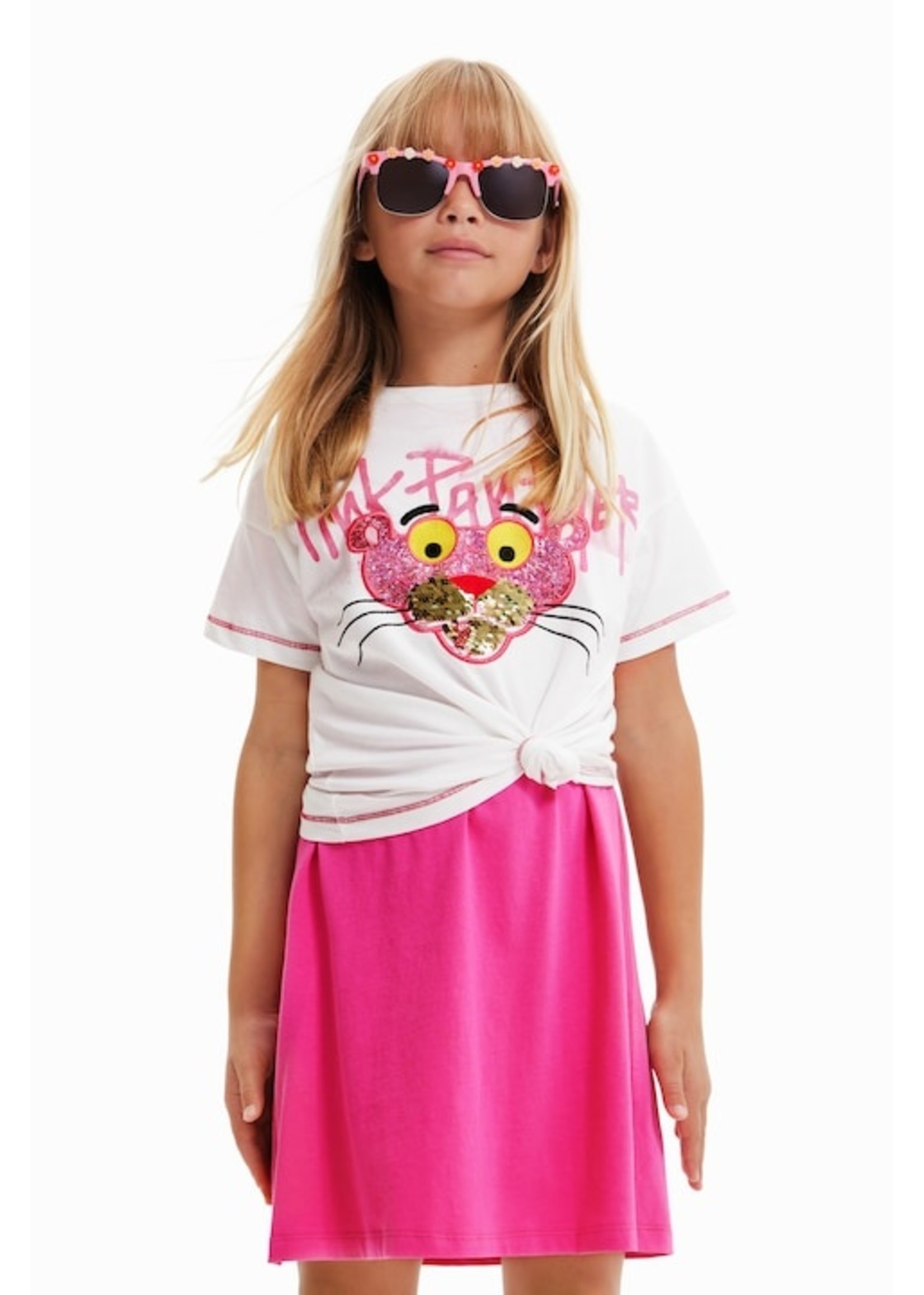 DESIGUAL Pink Panther embroidered t-shirt