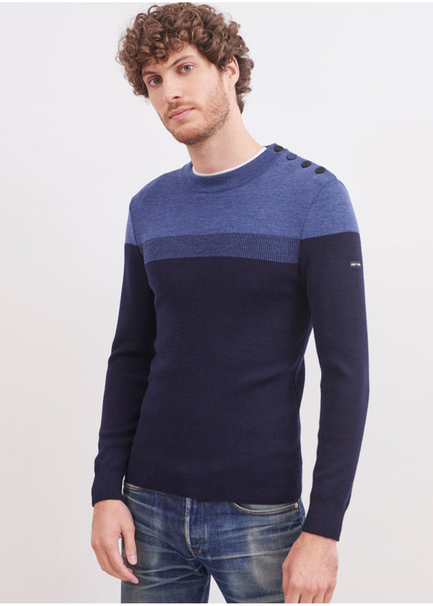 SAINT-JAMES Pull marin Bretagne coupe ajustée-Homme