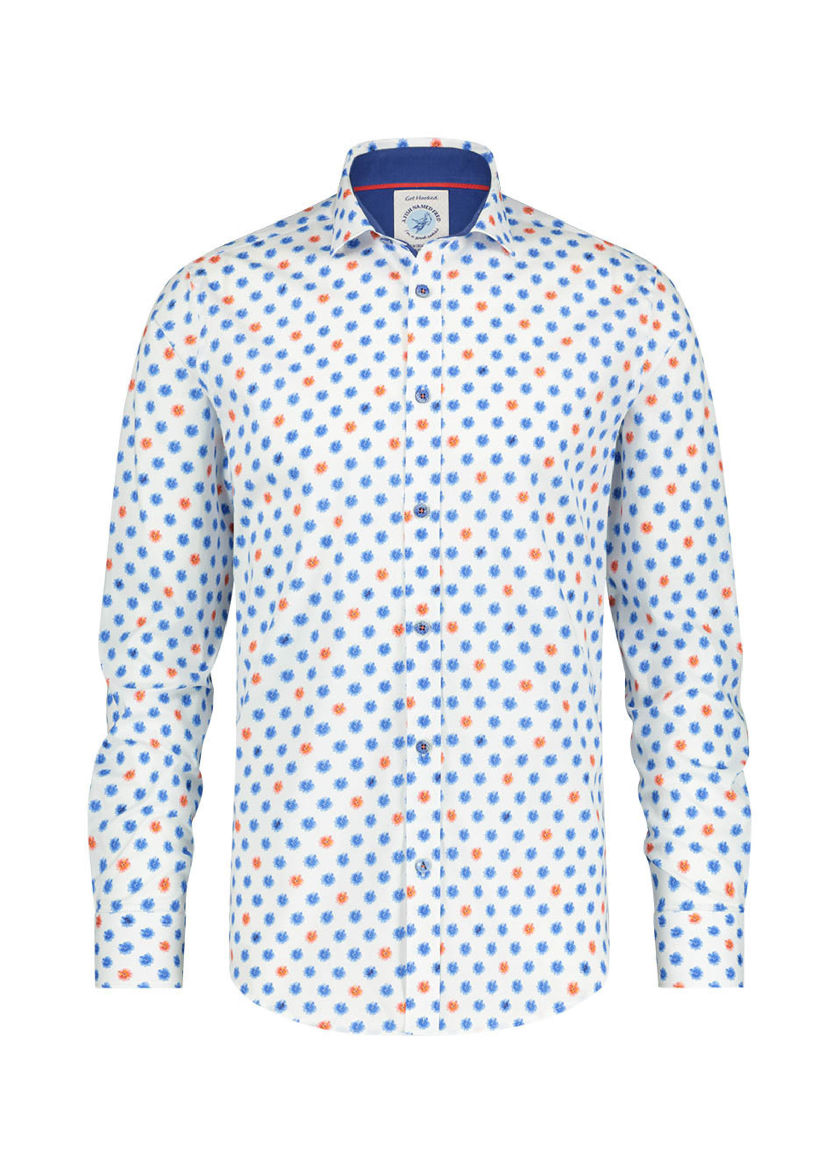 A FISH NAMED FRED Men's Shirt with light blue flower print