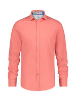 A FISH NAMED FRED Men's Coral linen-look long-sleeved shirt