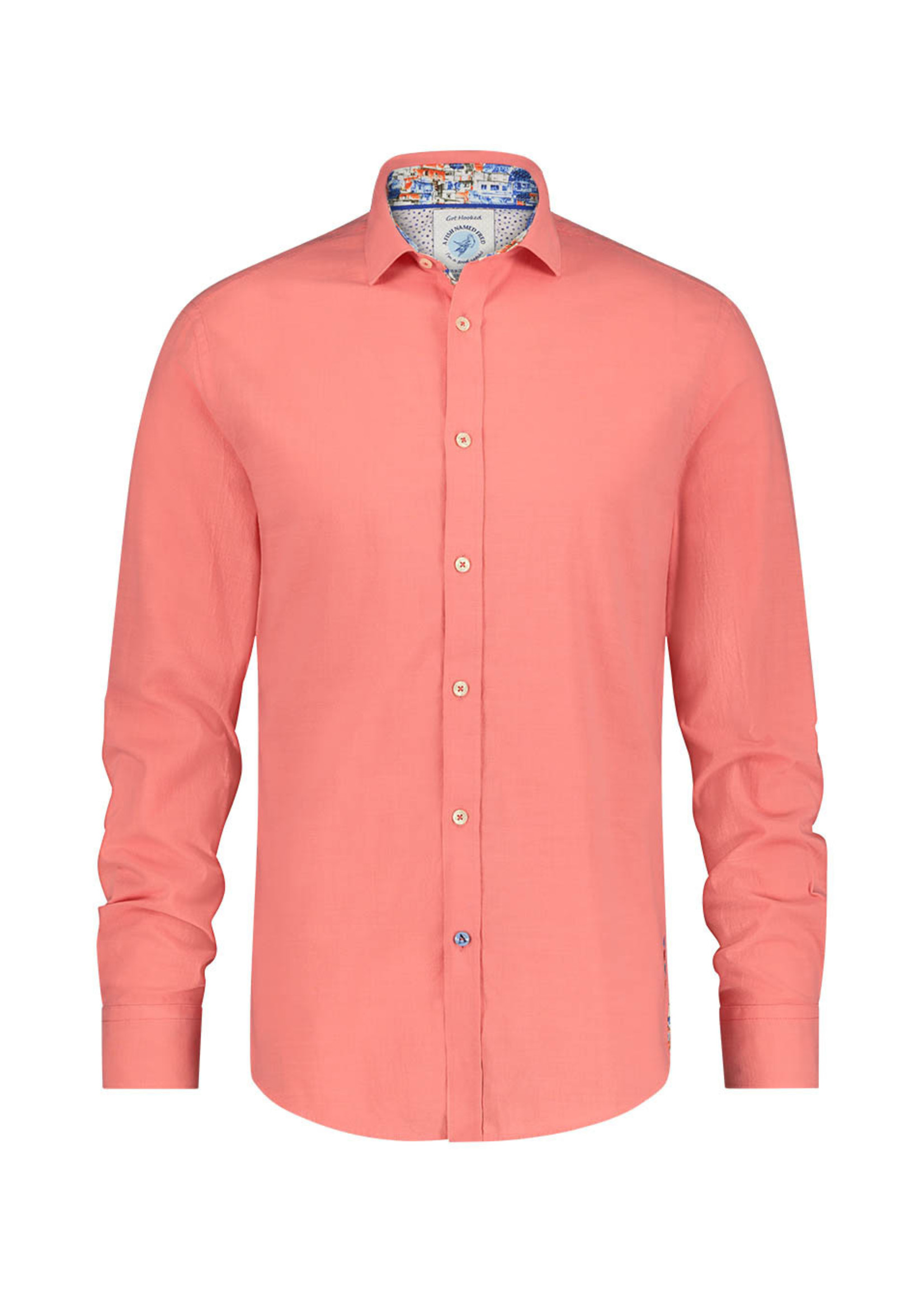 A FISH NAMED FRED Chemise manches longues allure lin corail-Homme