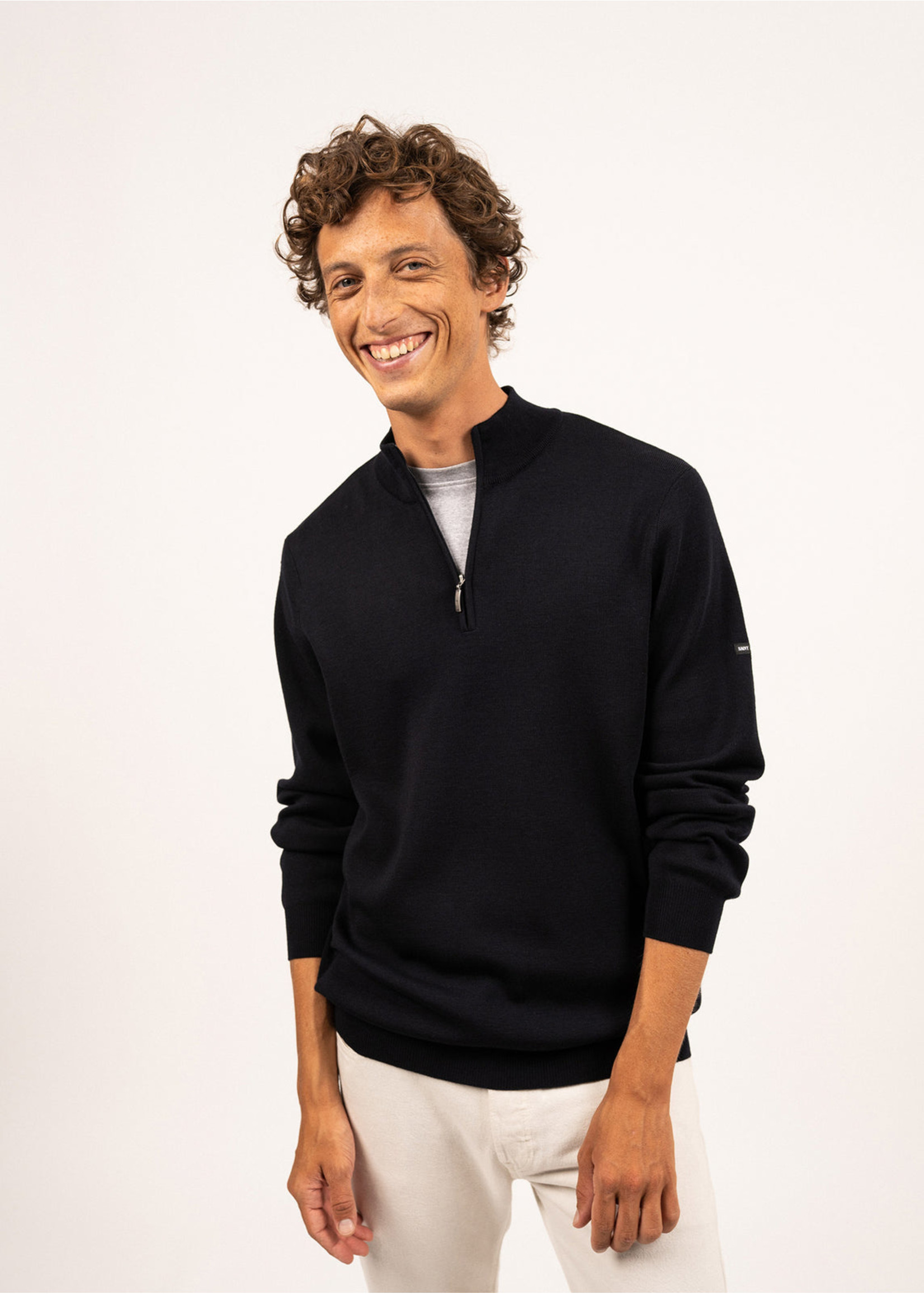 SAINT-JAMES Crossley jumper with zipped high-neck, in soft wool