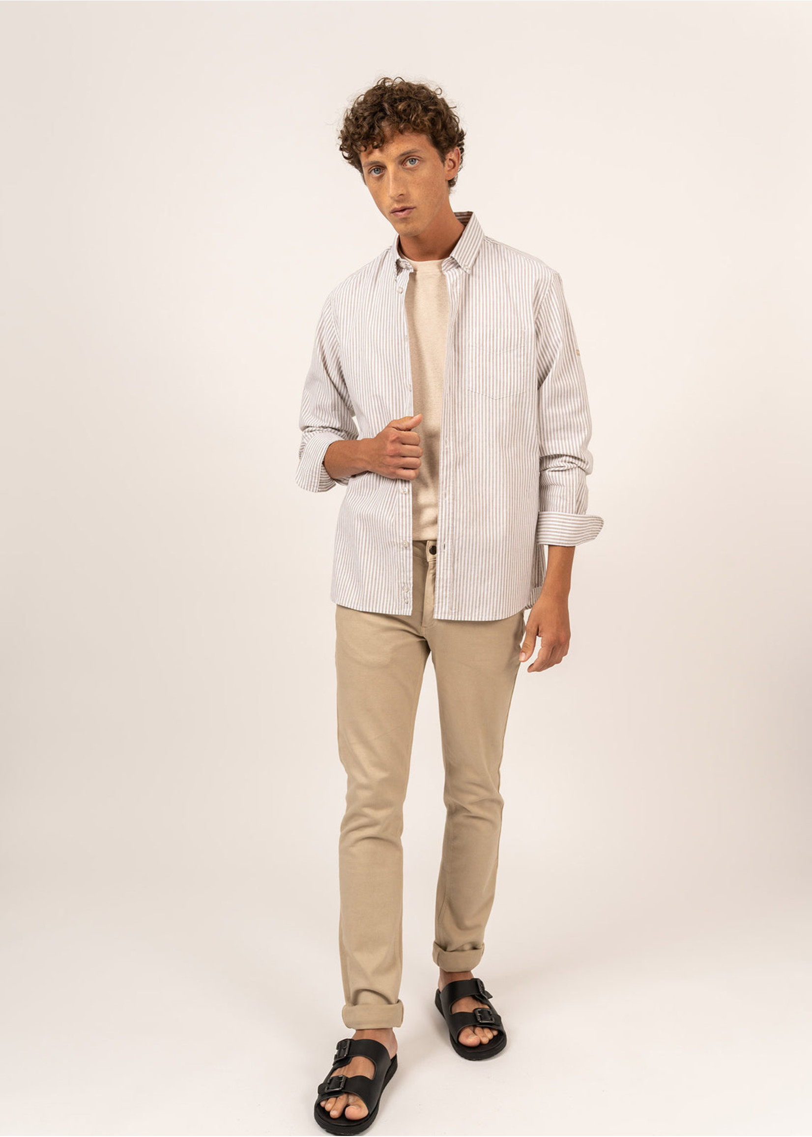 SAINT-JAMES Men's Mathias cotton and linen striped shirt