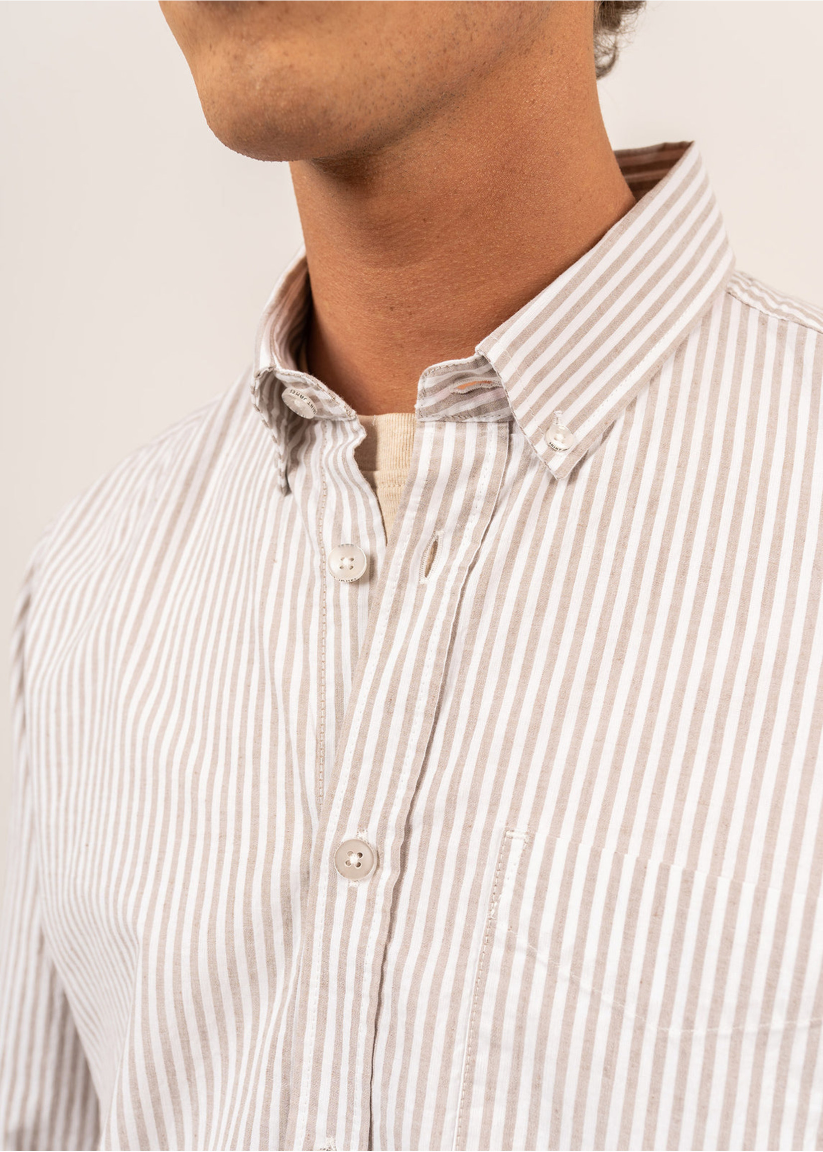 SAINT-JAMES Men's Mathias cotton and linen striped shirt