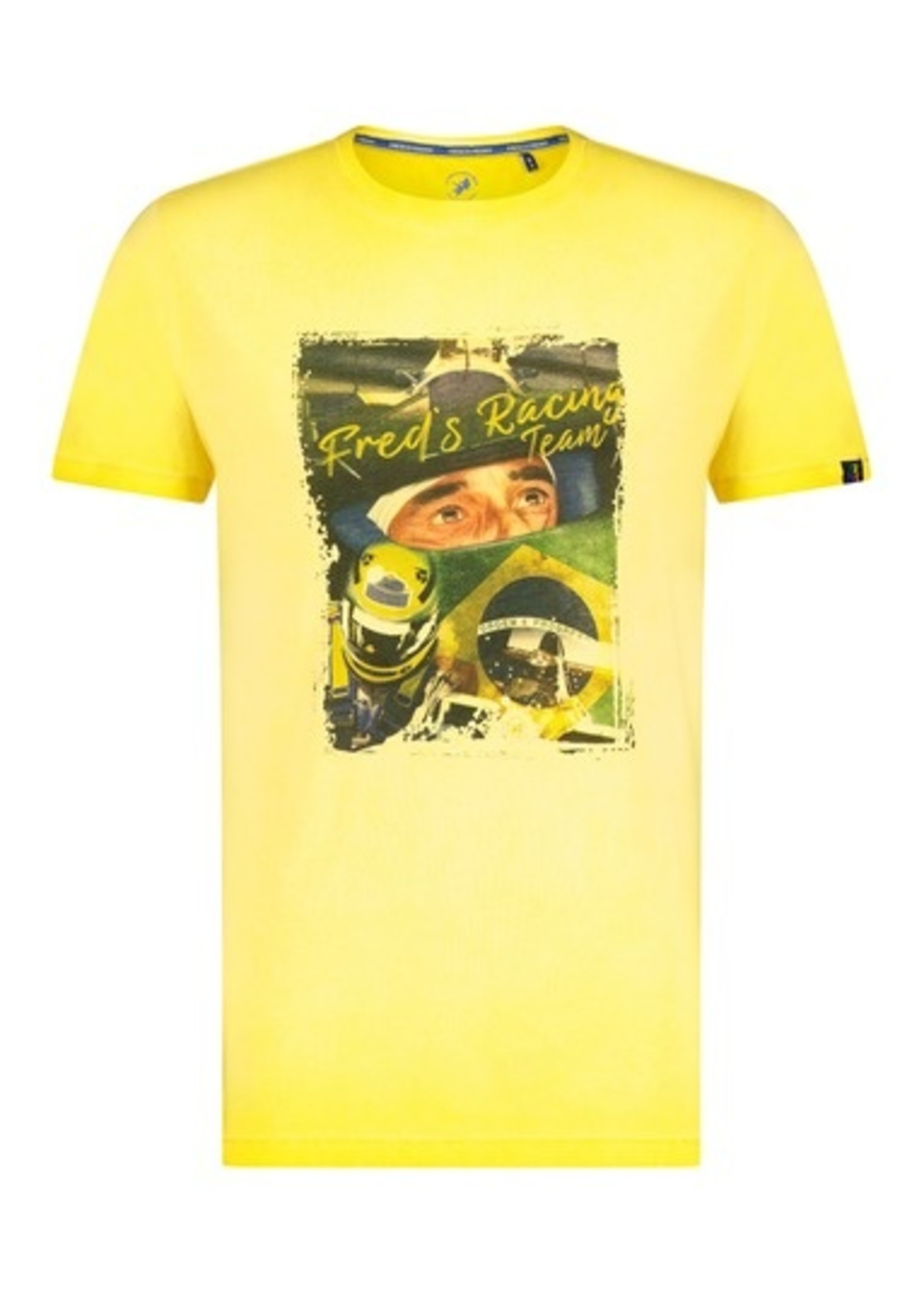 A FISH NAMED FRED Men's T-shirt with yellow racing car print