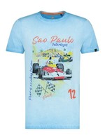 A FISH NAMED FRED Men's T-shirt with blue racing car print