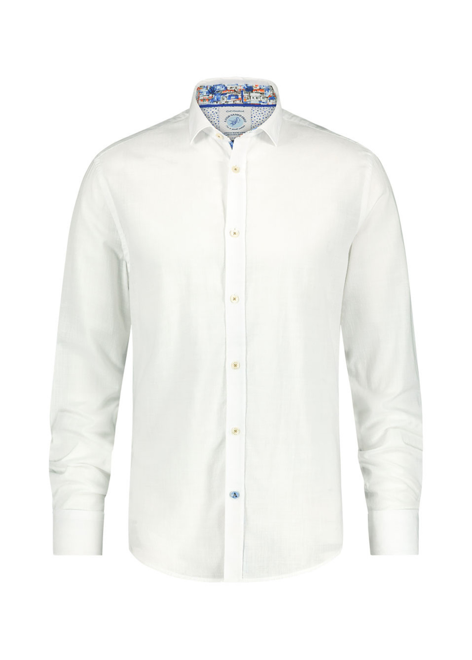 A FISH NAMED FRED Chemise manches longues allure lin blanc-Homme