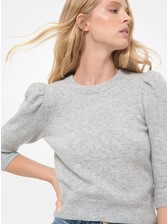 Knit Puff Sleeve Cropped Sweater - Lacroix espace boutique inc.