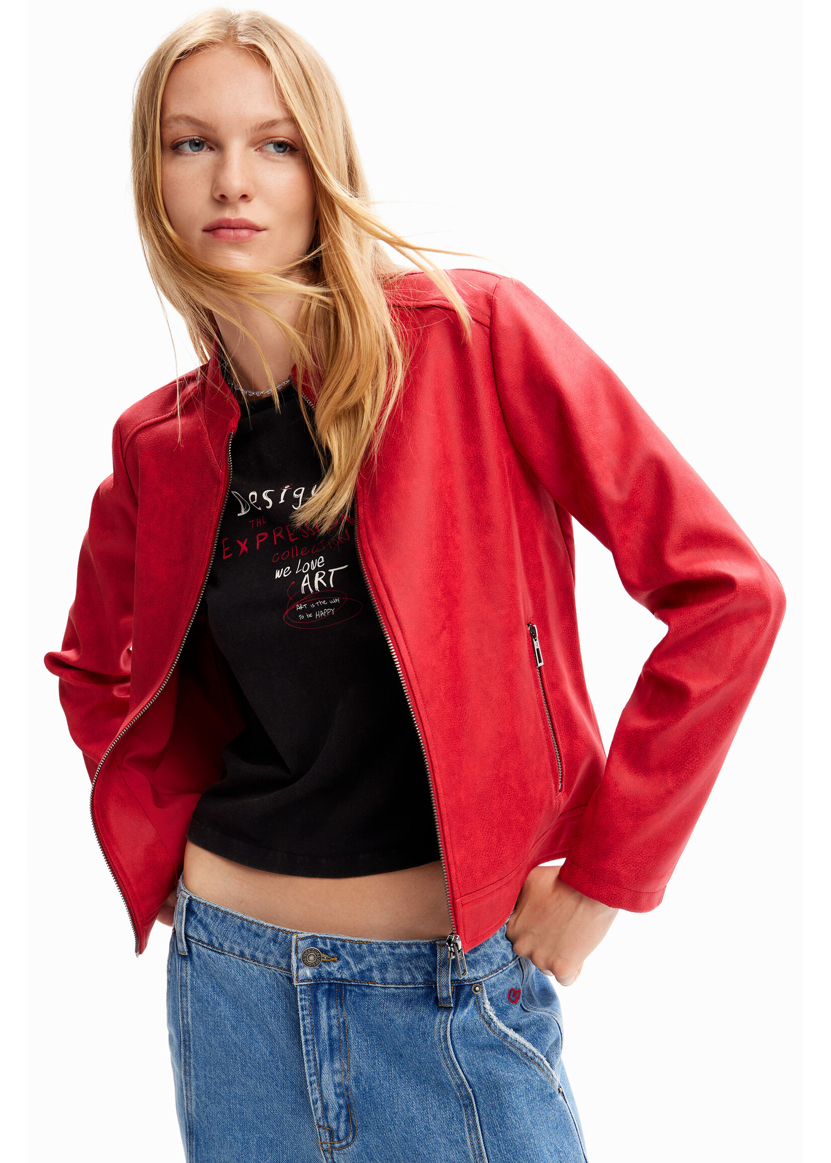 DESIGUAL Blouson biker ajusté - Rouge