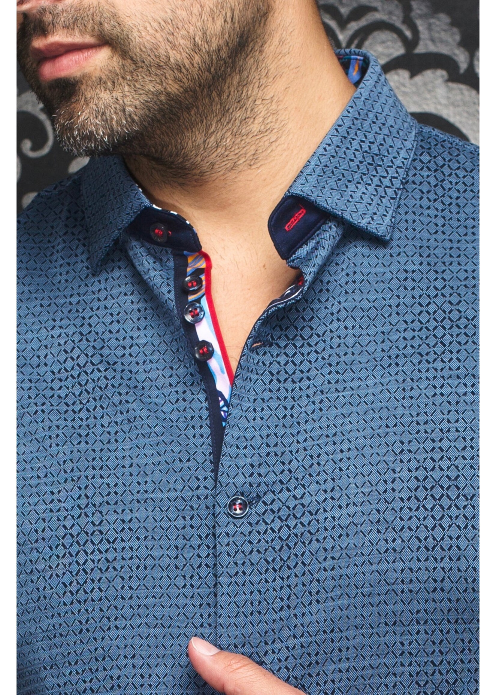 AU NOIR Men's stretch knit shirt-Zola Medium Blue