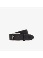 LACOSTE Men's Engraved Buckle Textured Leather Belt