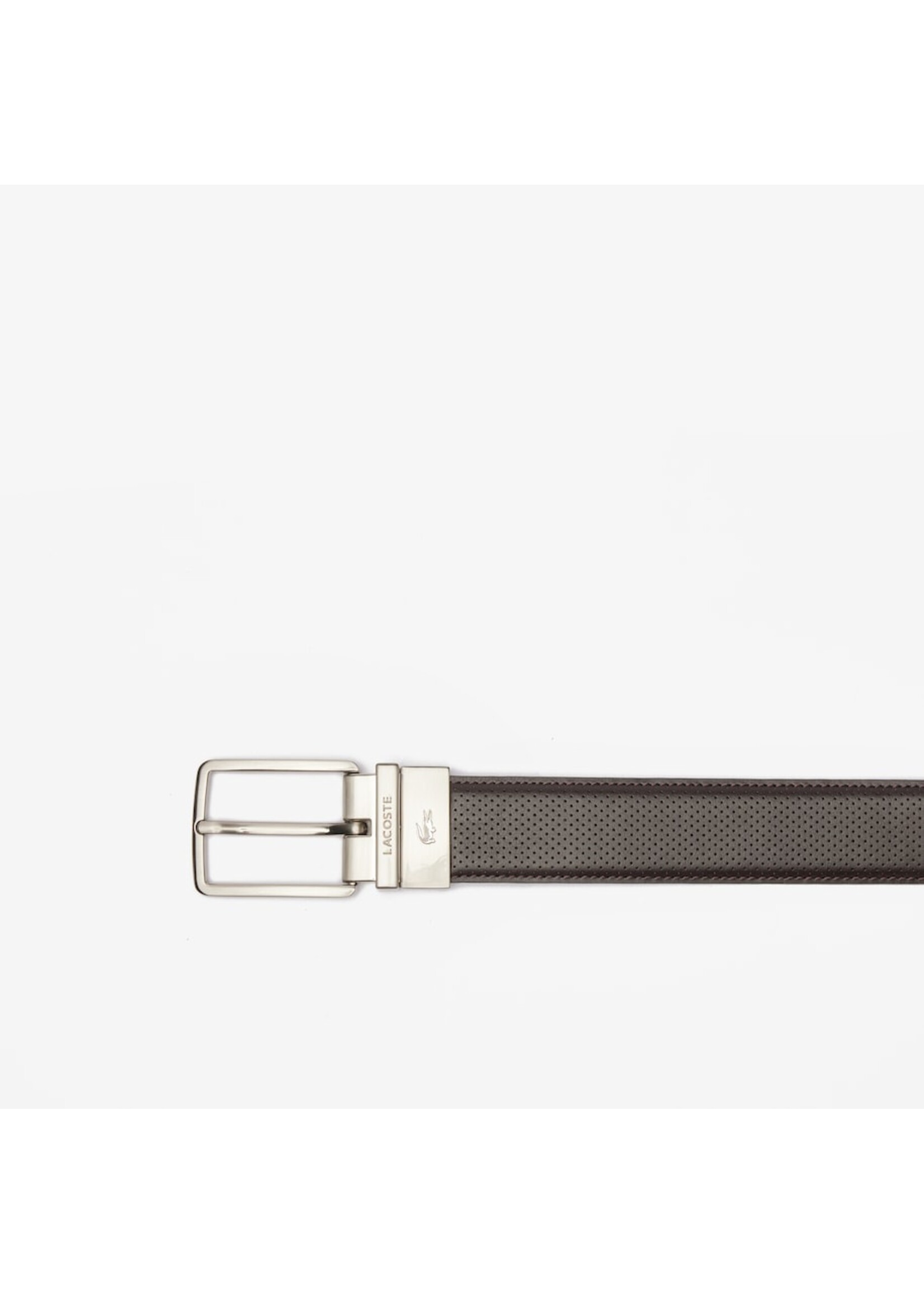 LACOSTE Men's Engraved Buckle Reversible Piqué Leather Belt