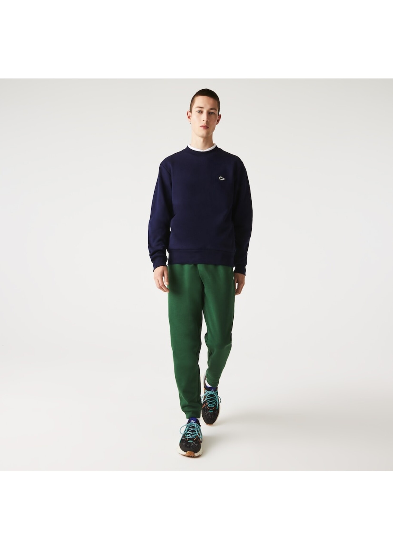 LACOSTE Sweatshirt en molleton gratté de coton biologique pour homme - Marine
