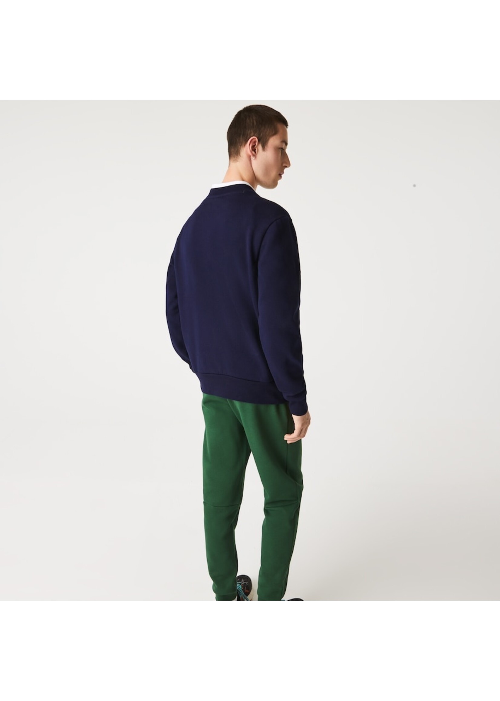 LACOSTE Sweatshirt en molleton gratté de coton biologique pour homme - Marine