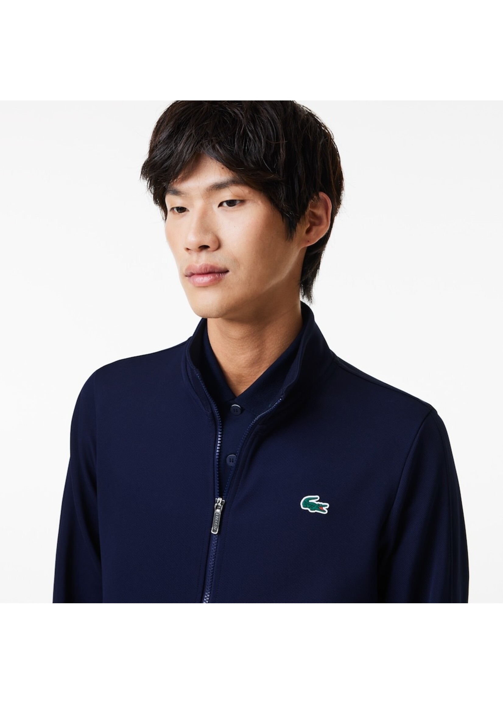 LACOSTE Sweatshirt zippé Tennis en fibres recyclées Bleu Marine-Hommes