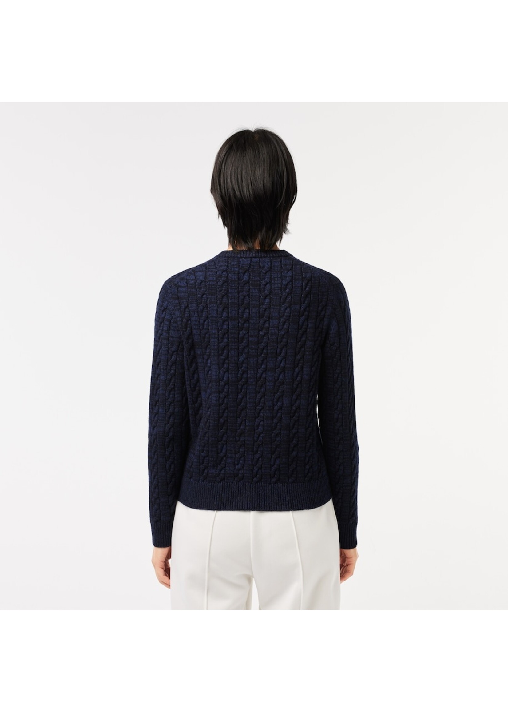 LACOSTE Women's Wool Blend Cable Knit Cardigan