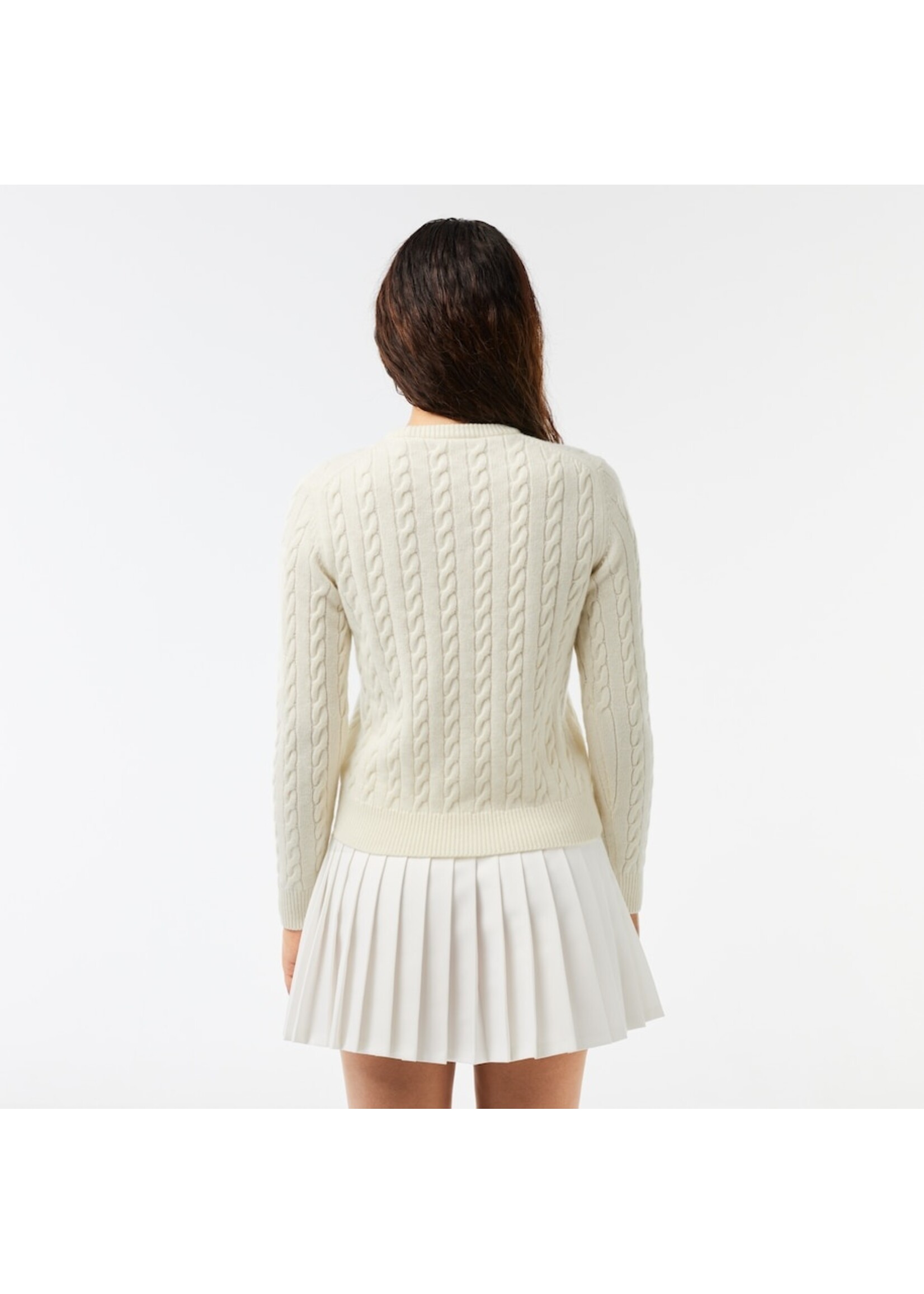 LACOSTE Women's Wool Blend Cable Knit Sweater