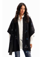 DESIGUAL Women's embroidered belted poncho