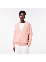 LACOSTE Cardigan col en V en laine Rose-Femme