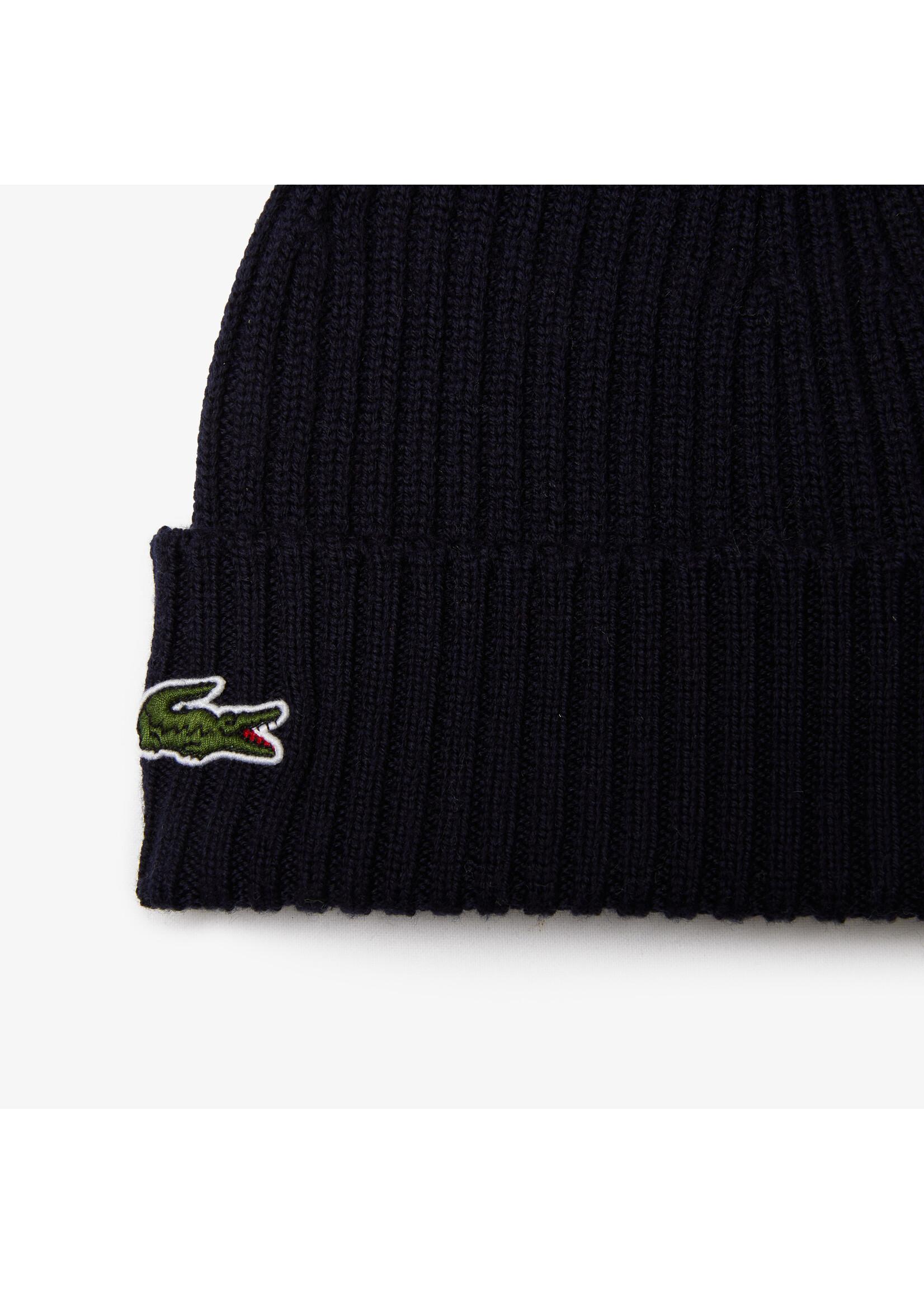 LACOSTE Unisex Ribbed Wool Beanie