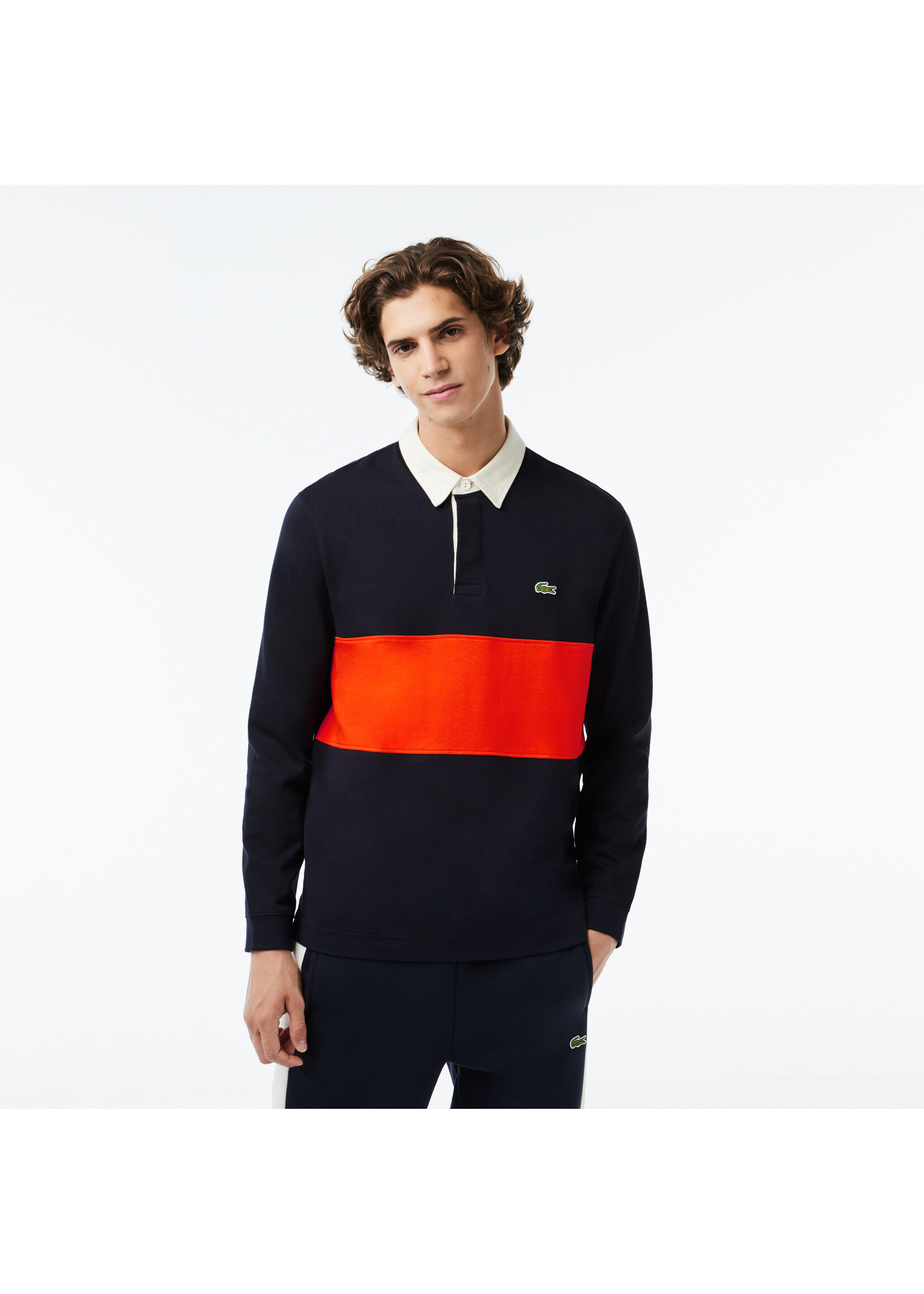 LACOSTE Polo color-block inspiration rugby en coton Bleu Marine